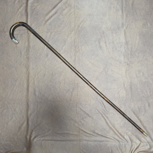 1931 British Vintage Men's Cane, Sterling Silver Decoration, Brown Shaft, 92cm